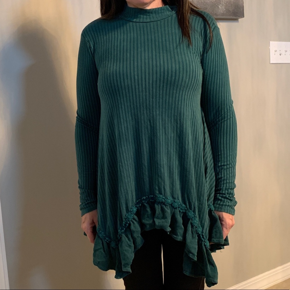 Altar’d State Teal Mineral Wash Mock Neck